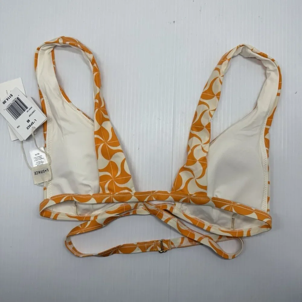 L Space  Bikini Top Women's orange Multicolored Avery Wrap Style Size Medium